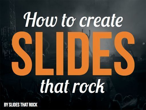 the words how to create slides that rock are in front of an image of a concert stage