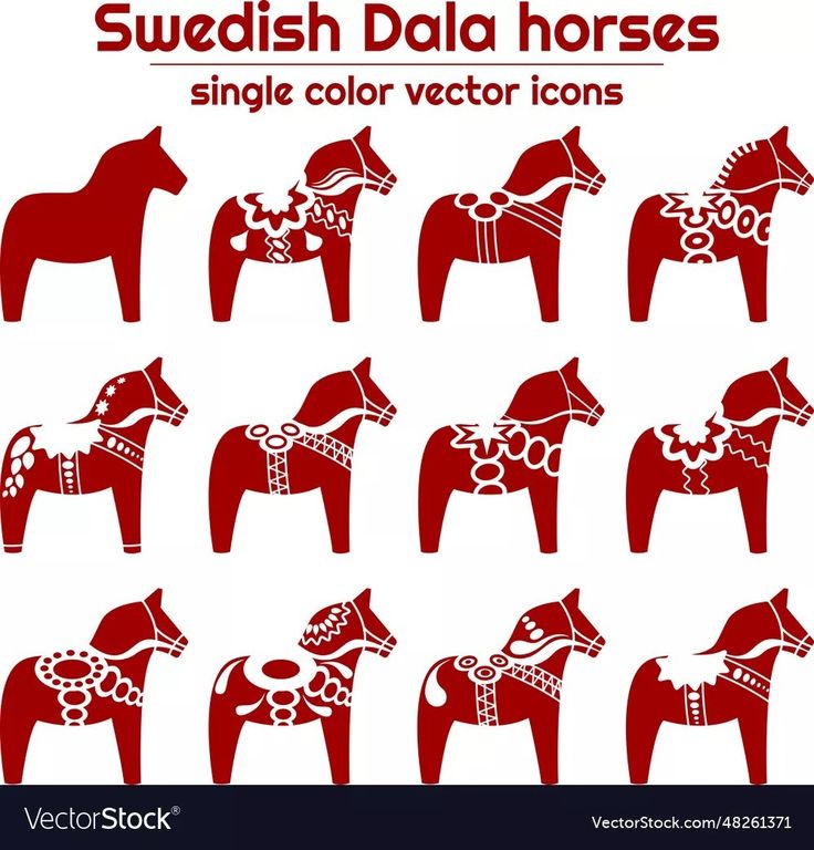 the silhouettes of horses with chains on their backs and neck, all in red