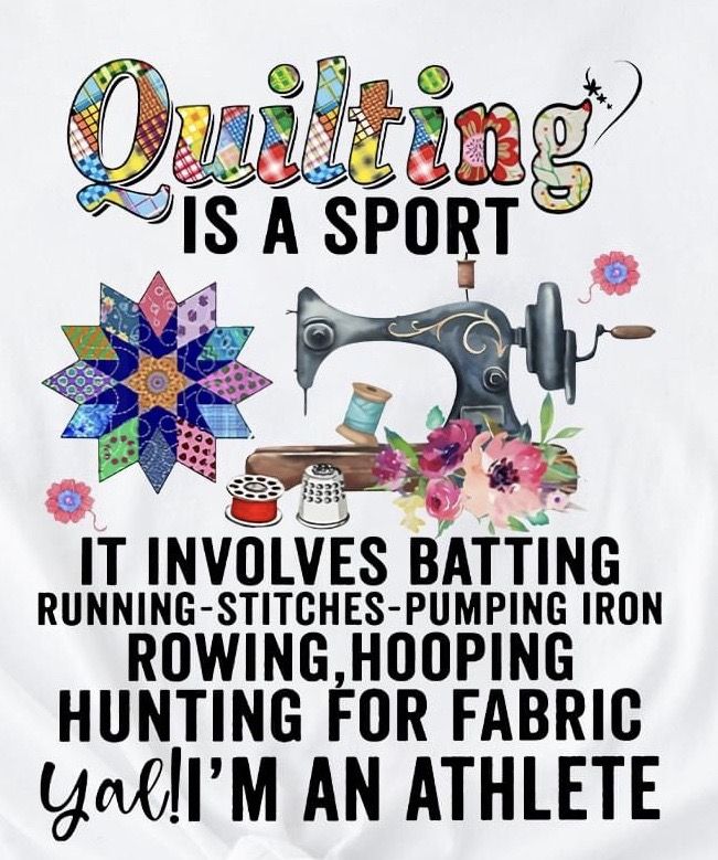 an image of a t - shirt with sewing related items on it that says quilting is a sport