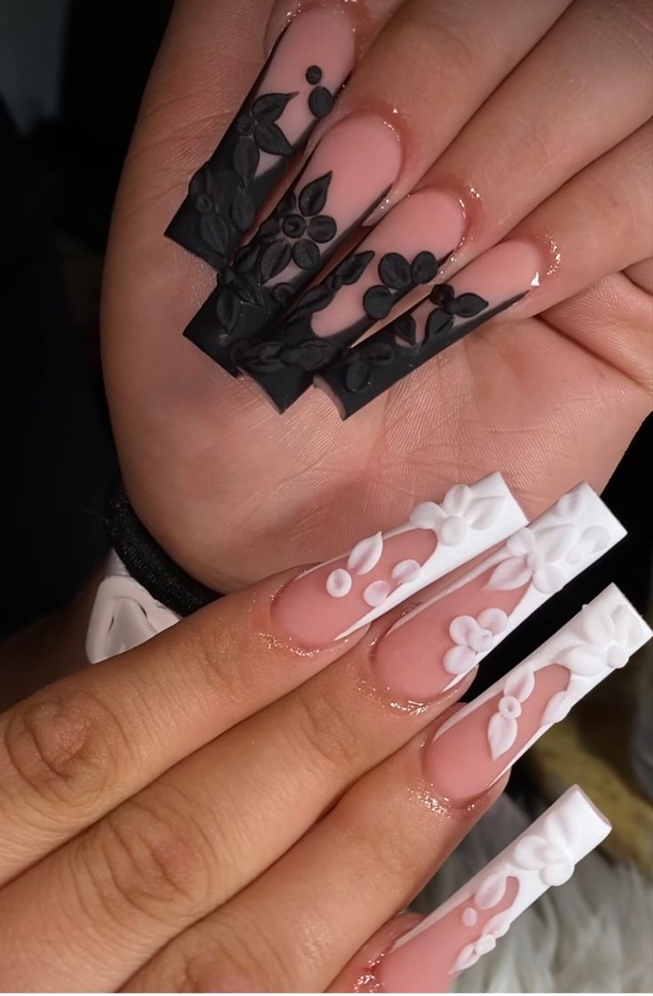 Girly Tingz, Long Acrylic Nail Designs, Long Nail, Long Acrylic Nails Coffin, Nails Only, Long Square Acrylic Nails, Unique Acrylic Nails, White Nail, Nail Files