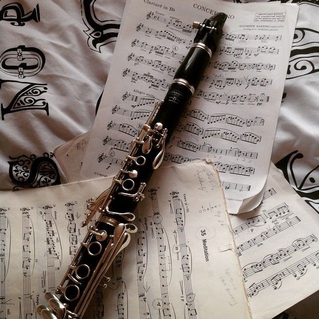 an old flute resting on sheet music