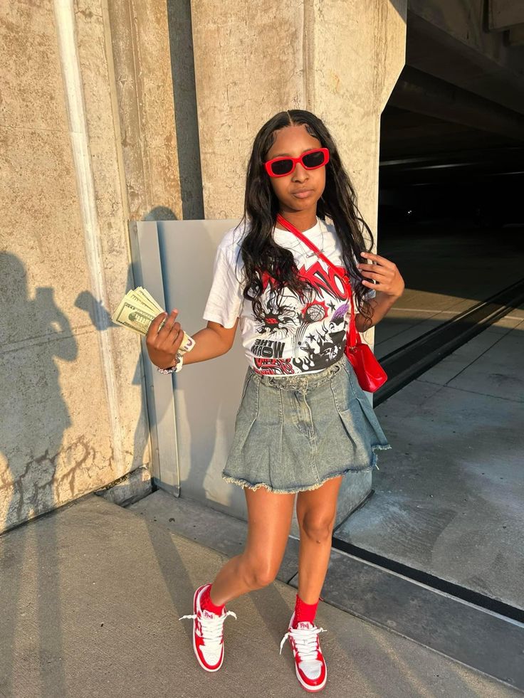 Black Ppl Outfits, Cute Dunk Outfits, Cute Fly Girl Outfits, Field Day Outfit Ideas, Teen Birthday Outfit Ideas, Birthday Outfits With Skirts, Birthday Outfit 12 Year, Birthday Outfit 14th Birthday, 7th Grade Picture Day Outfits