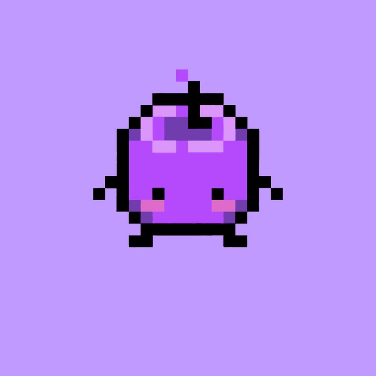 an old - school computer game character in pixel art style on a purple background,