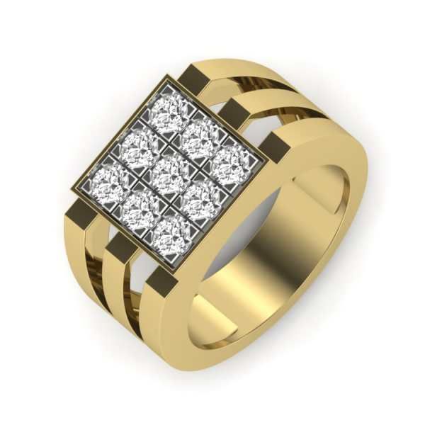 a gold ring with white diamonds on it