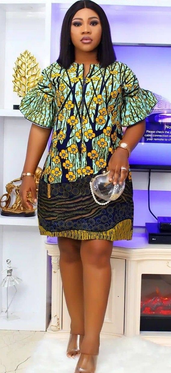 Simple African Print Dress Designs, Simple African Dresses For Women, Africa Print Dress Ankara Fashion, Short Kaba Styles, A Shape Gown Ankara Short, Modern Ankara Dress Styles, Simple African Print Dress, Simple African Dresses, Short Ankara Dresses Classy