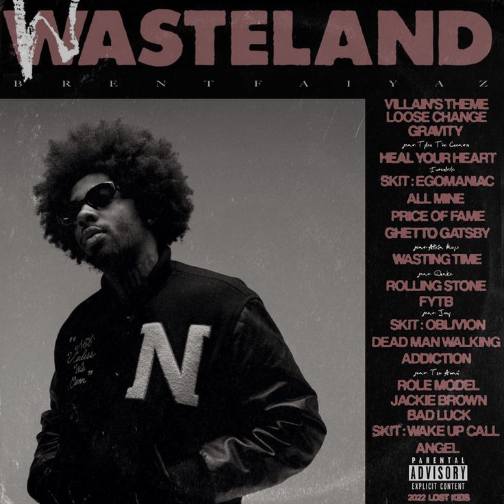 a black and white photo of a man in a leather jacket with the words wasteland on it