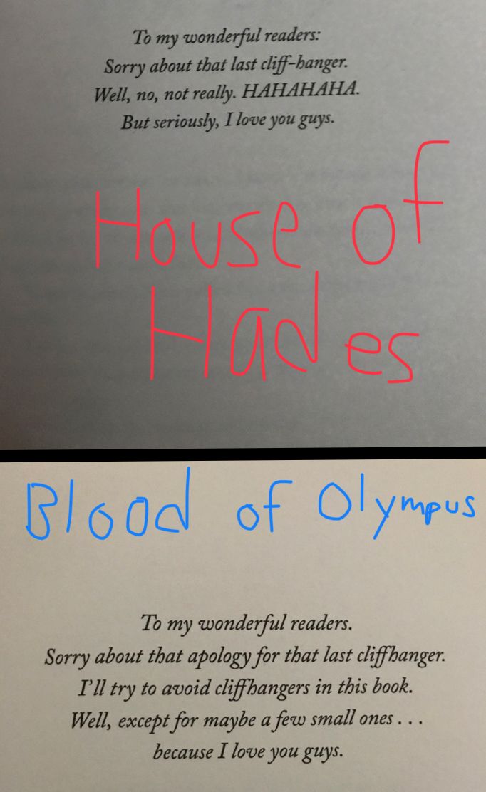 two books with words written in red and blue ink on them, one is titled house of hands