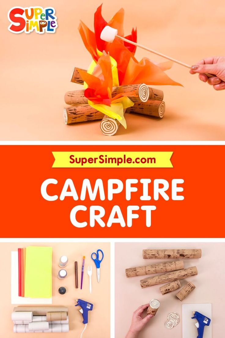 the campfire craft is made out of wood sticks and paper with scissors on it