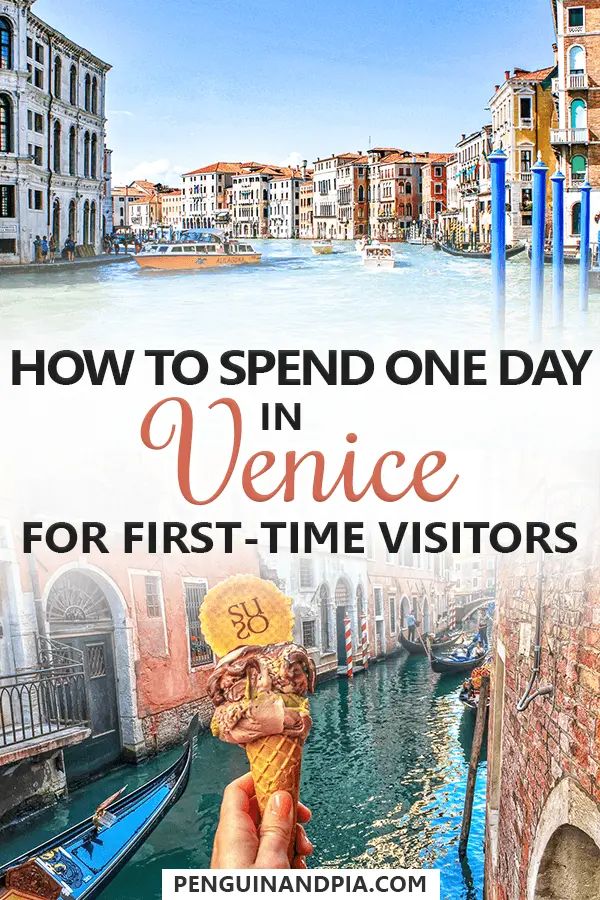 a hand holding an ice cream cone with the words how to spend one day in venice for first - time visitors