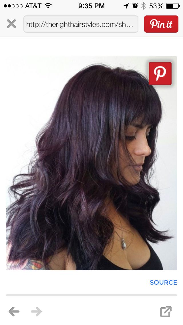 Pretty color Plum Black Hair, Violet Black Hair, Plum Brown Hair, Shades Of Brown Hair, Purple Brown Hair, Black Hair Makeup, Hair Color Plum, Brown Hair Shades, Plum Hair