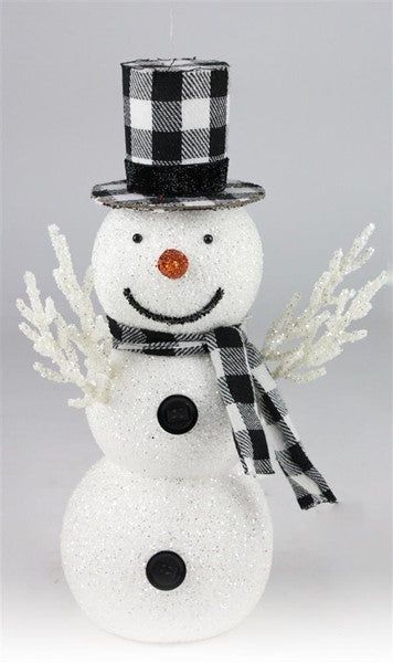 a snowman with a top hat and scarf