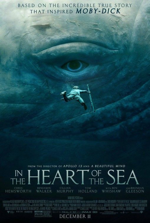 the movie poster for in the heart of the sea with an image of a man holding a