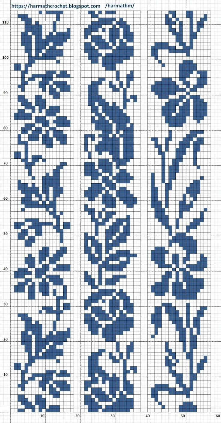 the cross stitch pattern is shown in blue and white