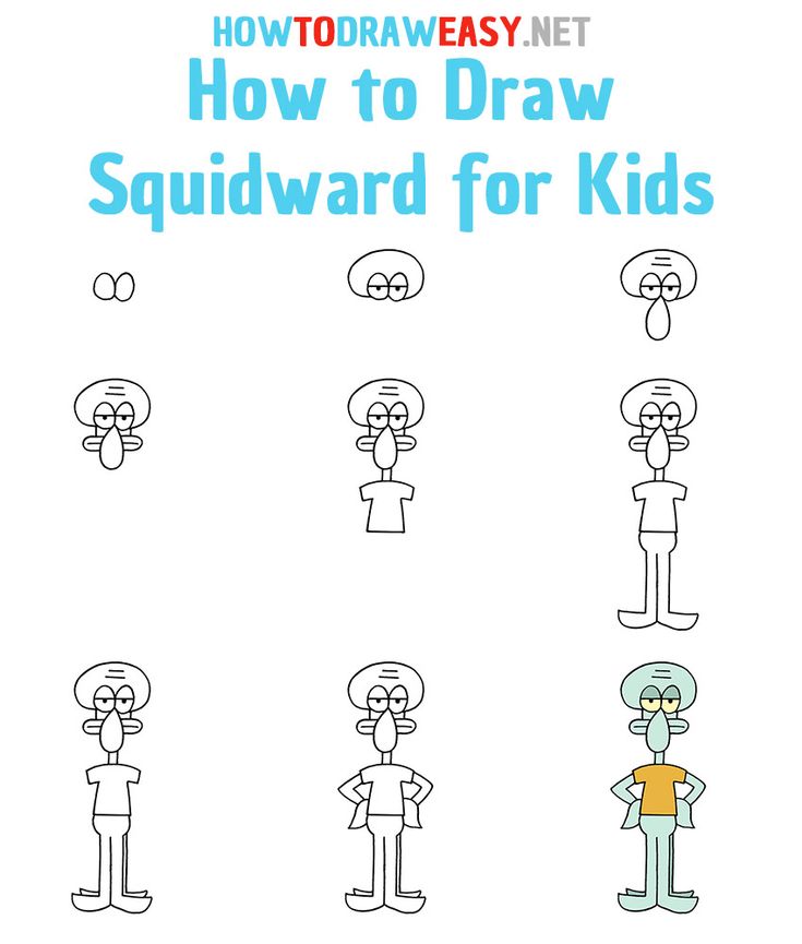 how to draw cartoon characters for kids with the title, how to draw how to draw squid