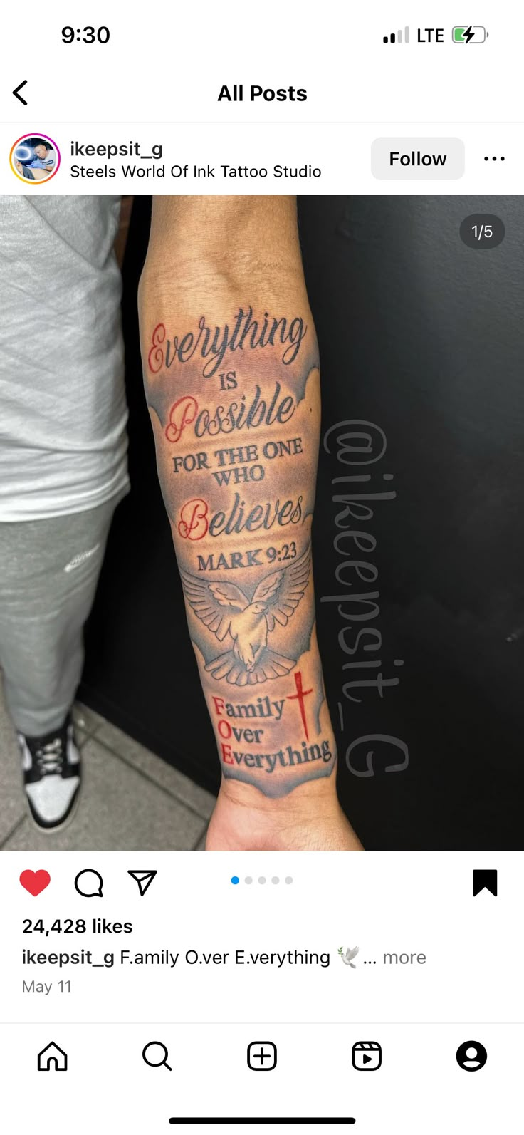 a person with a tattoo on their arm that says everything is possible for the one who takes care of everything