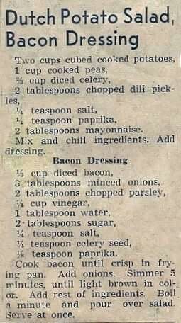 an old recipe for bacon potato salad