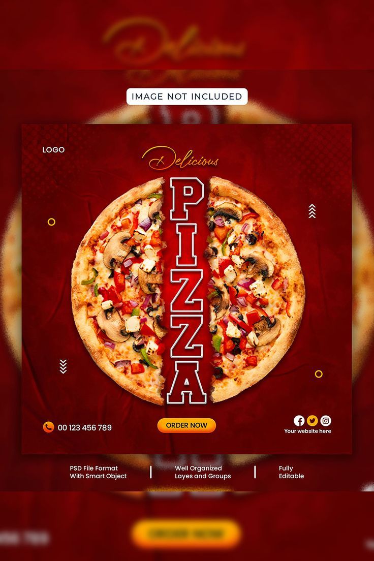 the pizza menu is designed to look like an advertisement