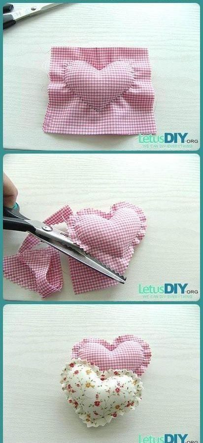 the instructions for how to make fabric hearts