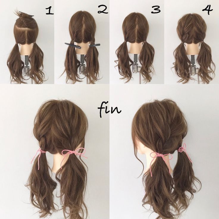 Homecoming Parade Hairstyles, Cute Innocent Hairstyles, Cute Hairstyle Ideas For Short Hair, Easy Hairstyles With Scrunchies, Mid Length Hair Styles Updo Easy, Hairdos For Medium Length Hair, Cute Japanese Hairstyles, Low Pigtails, Kawaii Hairstyles