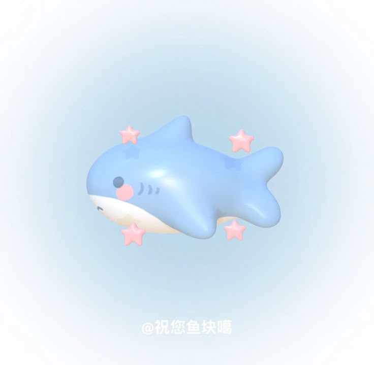 a blue dolphin floating in the air with stars on its nose