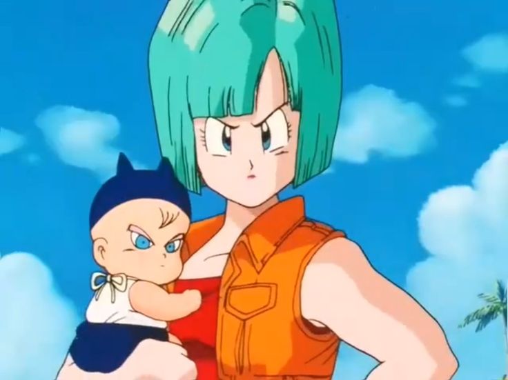 an anime character holding a baby in his arms