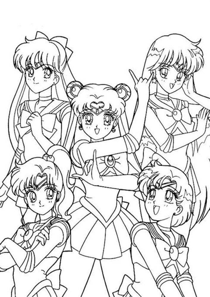 the sailor girls from sailor girl coloring pages to print and color for kids, they are all dressed up in sailor uniforms