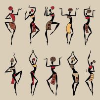 the silhouettes of women dancing in different styles and colors - decorative objects objects / objects