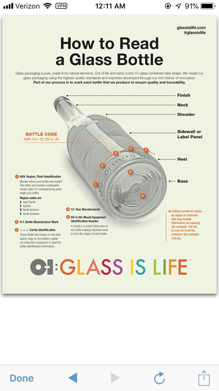 a cell phone with an advertisement on the screen and instructions for how to read a glass bottle