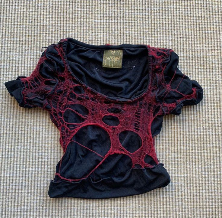 Spiderweb Shirt, Spider Web Top, Spiderweb Top, Red Spider Web, Vibe Board, Ropa Upcycling, Using People, Web Top, Red Spider