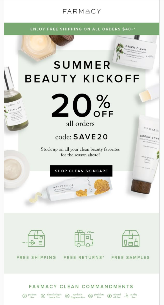 farmacy coupon for summer beauty kick off 20 % off all orders