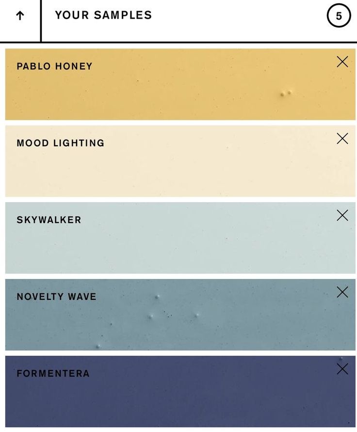 the color scheme for an interior paint swatch, with different shades and colors to choose from