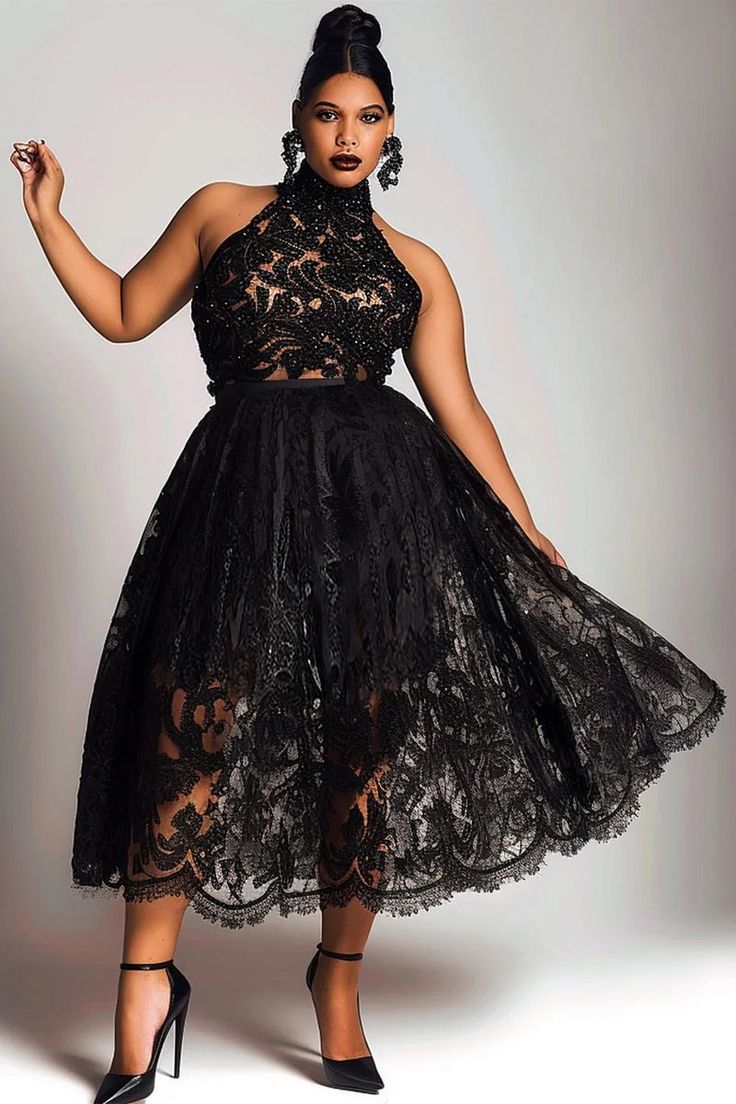 Plus Size Dresses for Women | Xpluswear Cocktail Dress For Middle Aged Women, Plus Size Black Wedding Guest Outfit, Plus Formal Dresses Plus Size, Goth Wedding Attire Guest, Winter Cocktail Dress Plus Size, After Five Attire For Women Dresses, Womens Clothing Plus Size, Black And Gold Midi Dress, High Low Black Dress