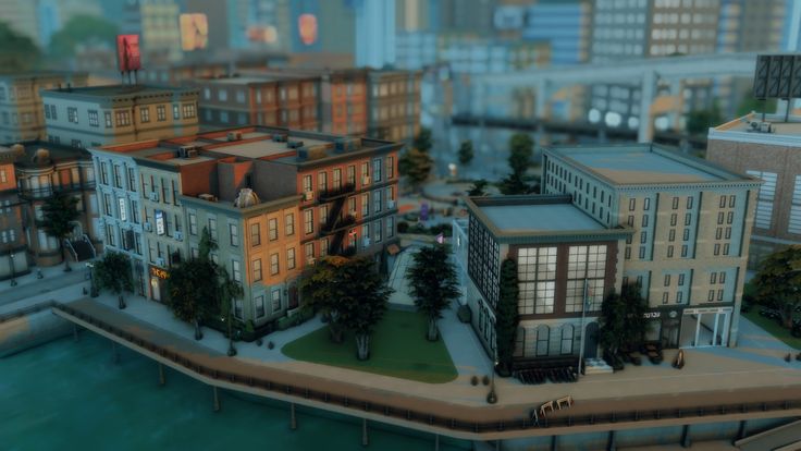 an animated city with lots of buildings and trees