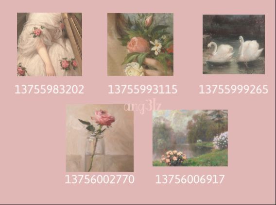 four different pictures with flowers and swans in the middle one is pink, the other is white