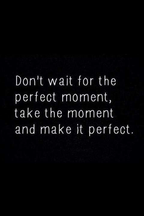 the words don't wait for the perfect moment, take the moment and make it perfect