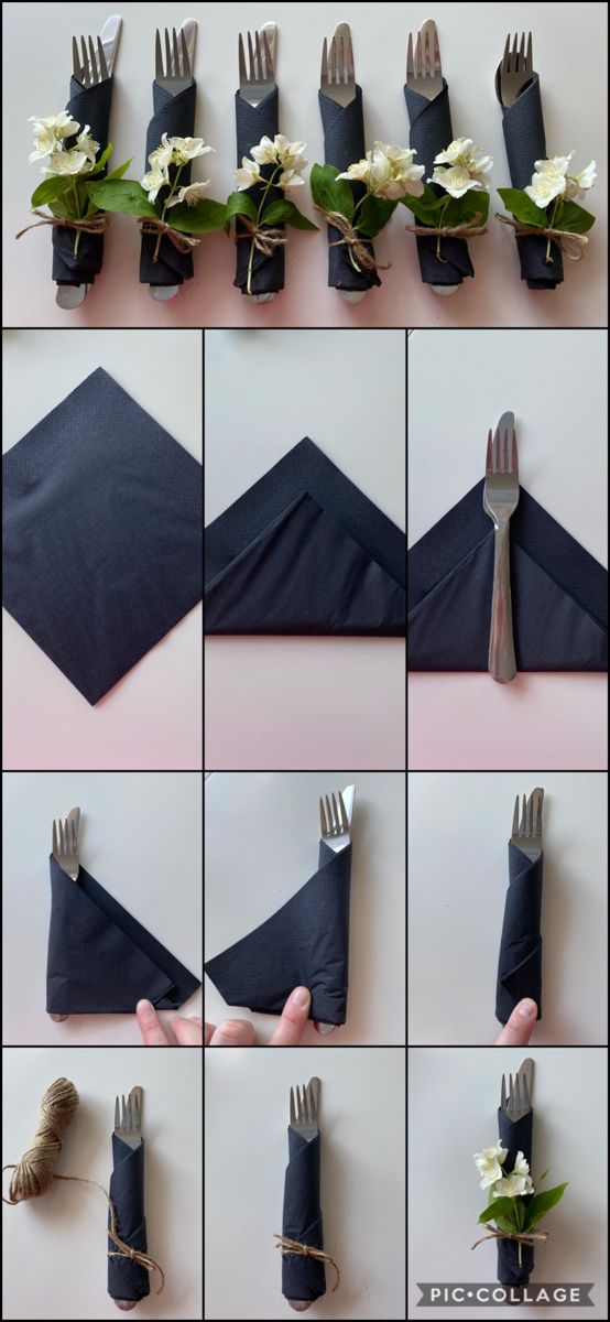 the instructions to make an origami napkin with flowers