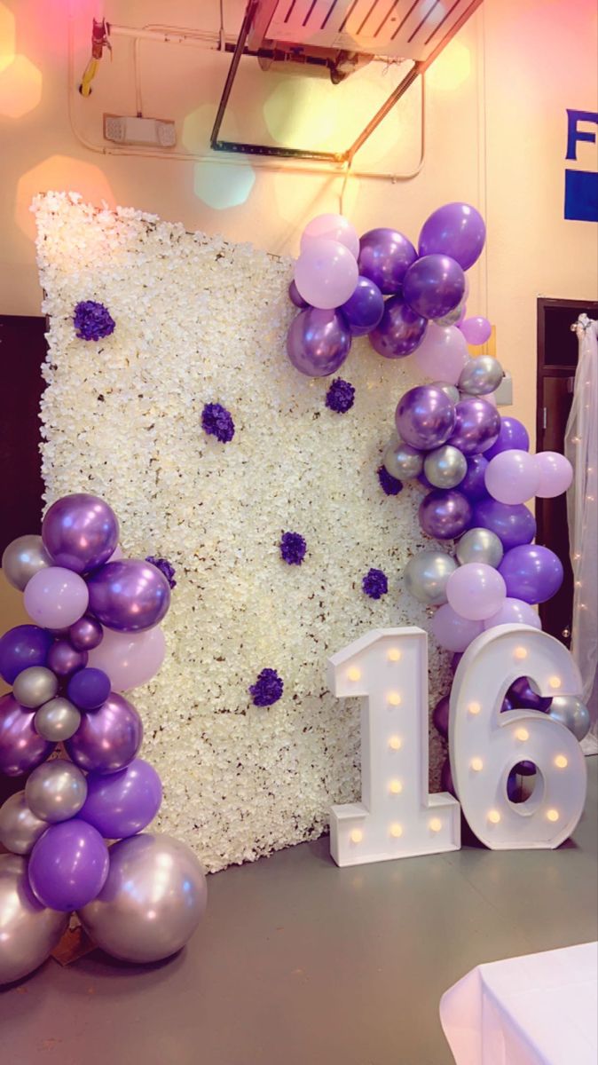 Sweet 16 Wall Decorations, Cute Sweet 16 Party Themes, Sweet 16 Party Ideas Purple Butterfly, Sweet 16 Pink And Purple Theme, Sweet Sixteen Party Ideas Lavender, 16 Birthday Party Color Schemes, Sweet 16 Lilac Theme, Sweet 16 Party Colors, Sweet 16 Party Ideas Purple And White