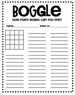 a printable worksheet with the words boggle in black and white on it