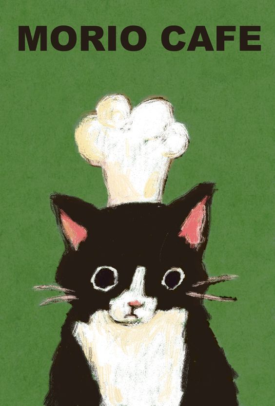 a black and white cat with a chef's hat on it's head