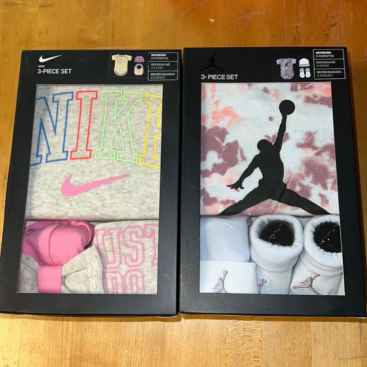 Nike Jordan 2-3 Pieces Set Outfit Multicolor 2 Bodysuit 2 Hats 1 Pair Of Booties 1 Bib 100% Authentic New In Box. Girl Jordan Outfits, Toddler Nike Outfits, Nike Girl Outfits, Nike Romper, Nike Set, Jordan Outfits, Sweatsuit Set, Luxury Clothes