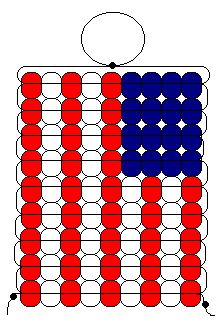 an image of a red, white and blue object with circles in the shape of squares