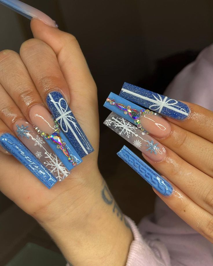 Flat Nails, Acrylic Nails Nude, Snowflake Snowman, Christmas Manicure, Nagel Tips, Nail Type, Long Acrylic Nails Coffin, Christmas Nails Acrylic, Stick On Nails