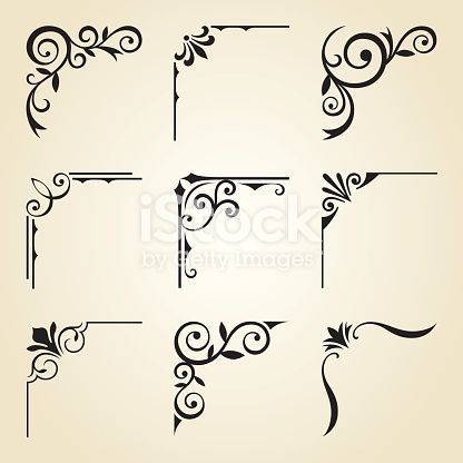 a set of calligraphics in the style of art nouveau