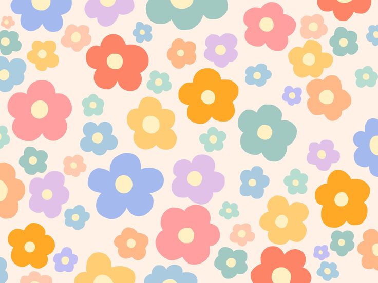 an image of colorful flowers on a white background with blue, pink, and yellow colors