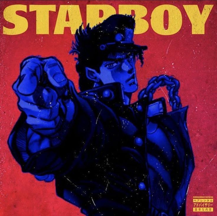 the cover to starboy, with an image of a man pointing at something