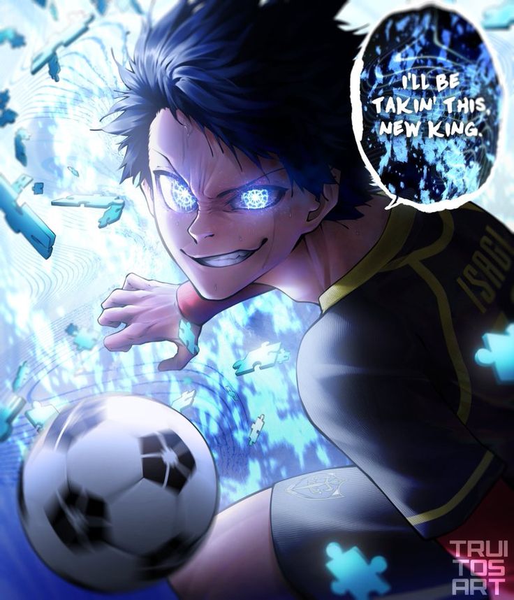 an anime character is holding a soccer ball