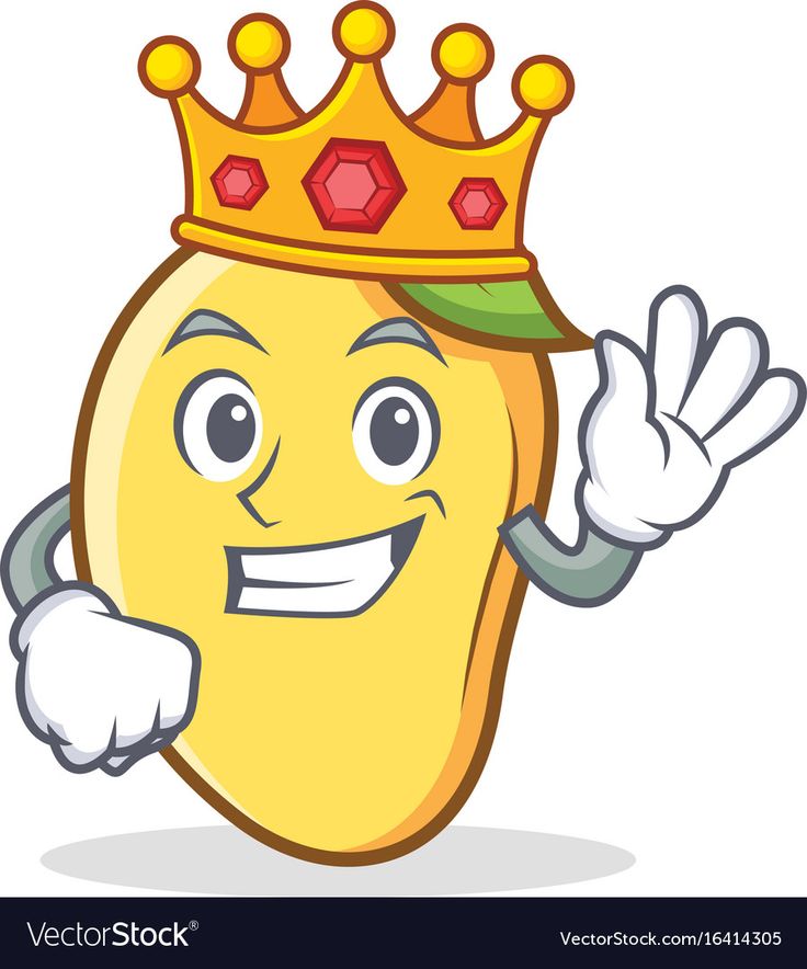 king mango fruit cartoon character wearing gold crown