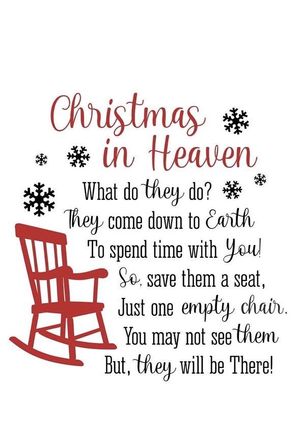 a red rocking chair with the words christmas in heaven