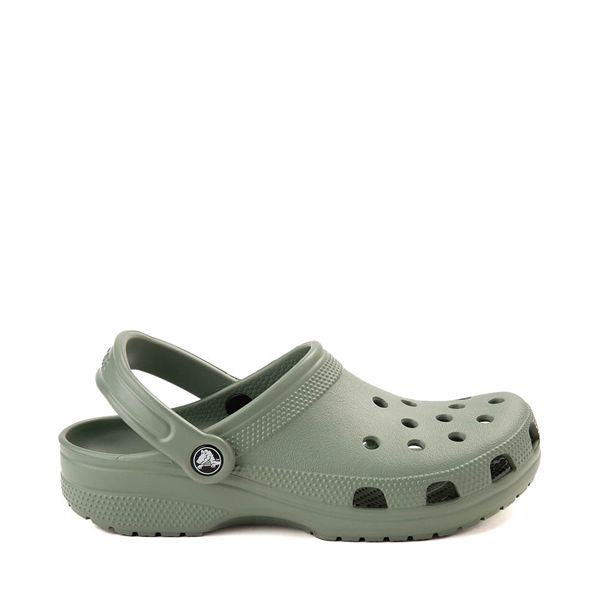 Crocs Classic Clog - Moss Green Waterproof Clogs For Summer Outdoor Activities, Green Waterproof Synthetic Clogs, Waterproof Green Synthetic Clogs, Synthetic Clogs With Arch Support For Outdoor Activities, Green Beach Clogs With Cushioned Footbed, Green Closed Toe Clogs For Outdoor, Green Waterproof Clogs For Outdoor Activities, Synthetic Clogs For Outdoor Activities In Spring, Green Closed Toe Clogs For Outdoor Activities