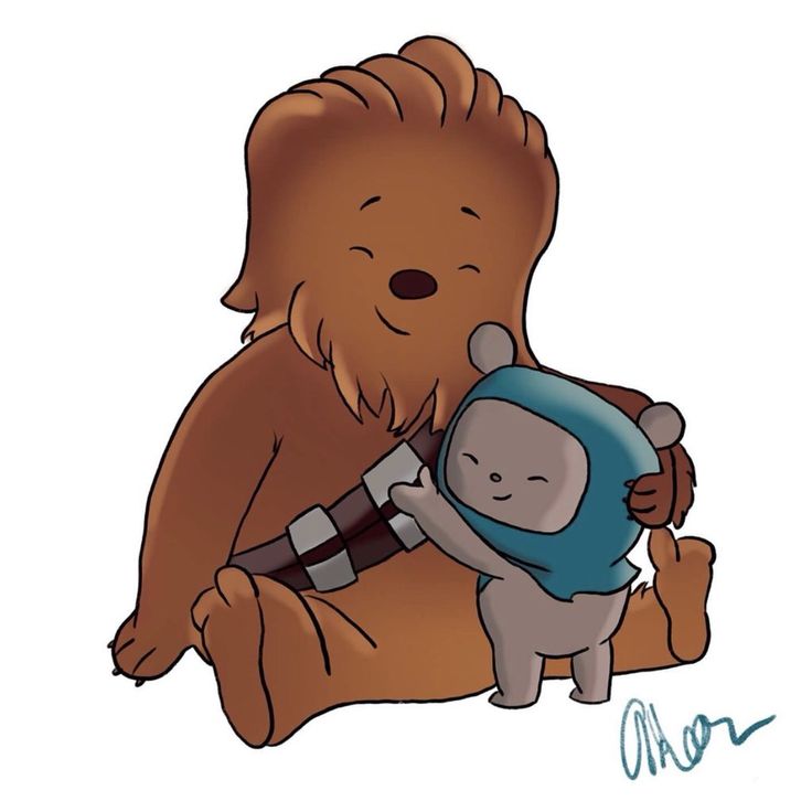 a drawing of a bear hugging a stuffed animal